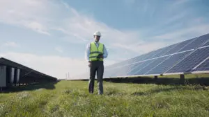 Engineer and solar panels.