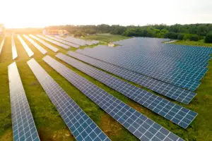 solar power plant top view. Alternative energy.